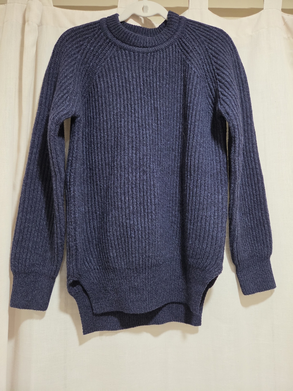 MIJEONG PARK Navy Chunky Grandpa Ribbed Knit Wool Blend Sweater Size S